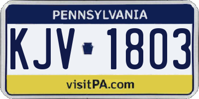 PA license plate KJV1803