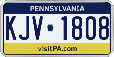 PA license plate KJV1808
