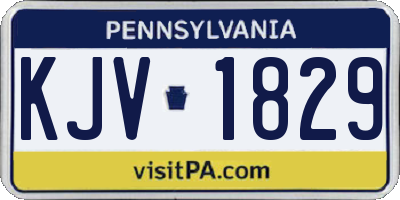 PA license plate KJV1829