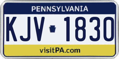 PA license plate KJV1830