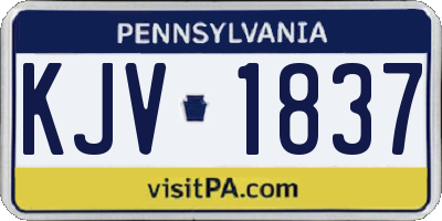 PA license plate KJV1837