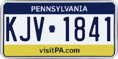 PA license plate KJV1841