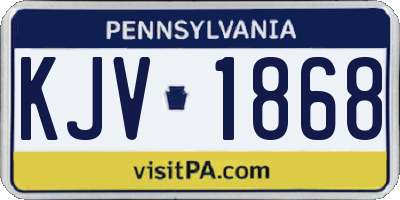PA license plate KJV1868