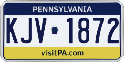 PA license plate KJV1872