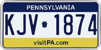 PA license plate KJV1874
