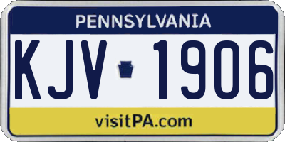 PA license plate KJV1906