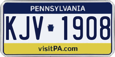 PA license plate KJV1908
