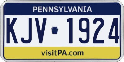 PA license plate KJV1924