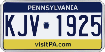 PA license plate KJV1925