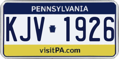 PA license plate KJV1926