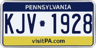 PA license plate KJV1928