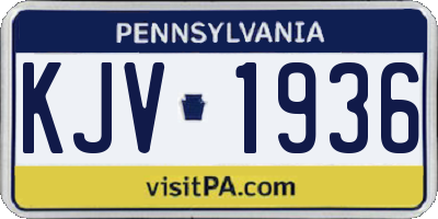 PA license plate KJV1936