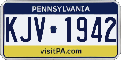PA license plate KJV1942