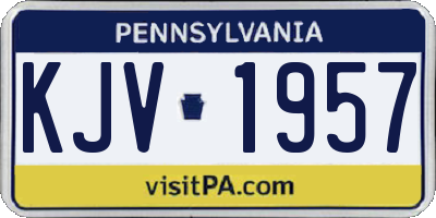 PA license plate KJV1957