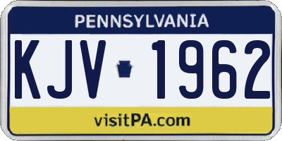PA license plate KJV1962