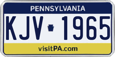 PA license plate KJV1965