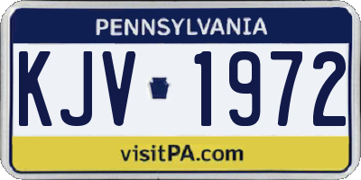 PA license plate KJV1972