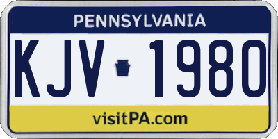 PA license plate KJV1980