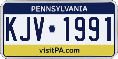 PA license plate KJV1991