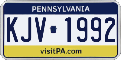 PA license plate KJV1992