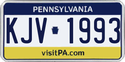 PA license plate KJV1993