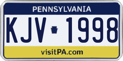 PA license plate KJV1998