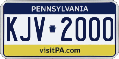 PA license plate KJV2000
