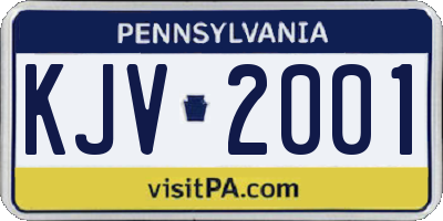 PA license plate KJV2001