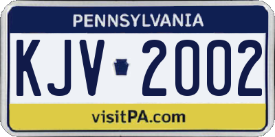 PA license plate KJV2002