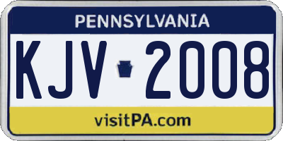 PA license plate KJV2008