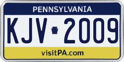 PA license plate KJV2009