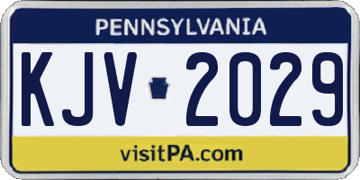 PA license plate KJV2029