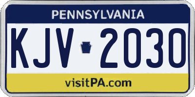 PA license plate KJV2030