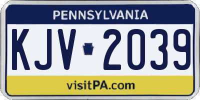 PA license plate KJV2039