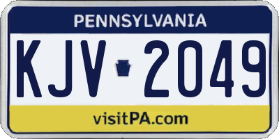 PA license plate KJV2049