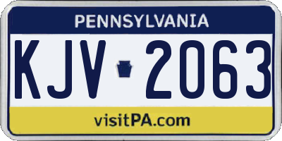 PA license plate KJV2063