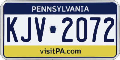 PA license plate KJV2072