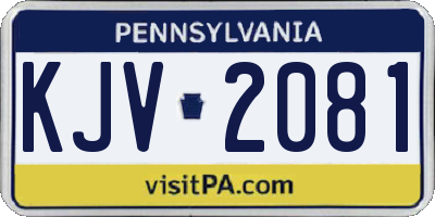 PA license plate KJV2081