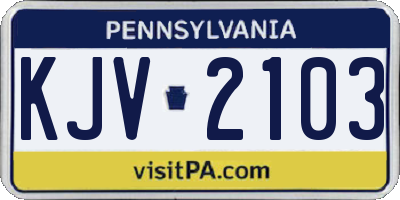 PA license plate KJV2103