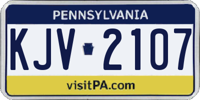 PA license plate KJV2107