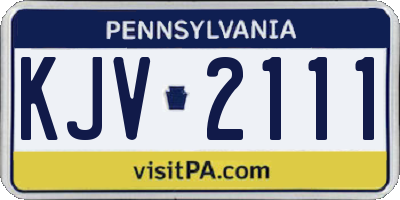 PA license plate KJV2111