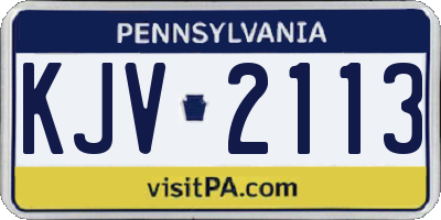 PA license plate KJV2113