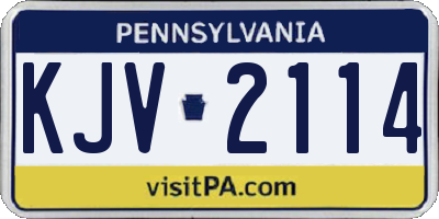 PA license plate KJV2114