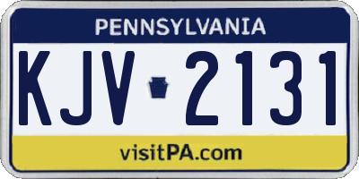 PA license plate KJV2131