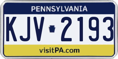 PA license plate KJV2193