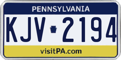 PA license plate KJV2194