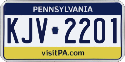 PA license plate KJV2201