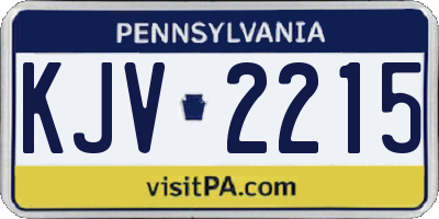 PA license plate KJV2215