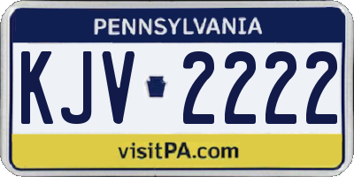 PA license plate KJV2222