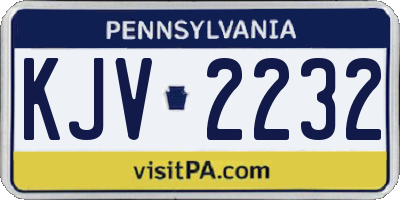 PA license plate KJV2232
